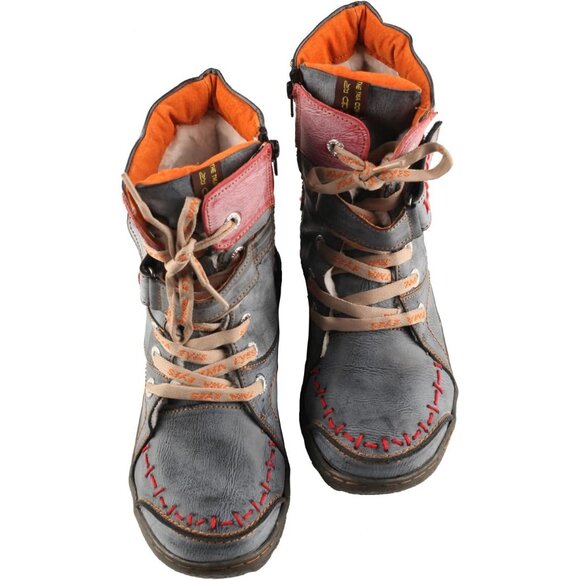 Women's Lace-up Leather Casual Ankle Non-slip Boot With Handstitching Upper Boot - Picture 5 of 5